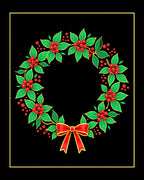 Vibrant Red Holly Berry Wreath Rug