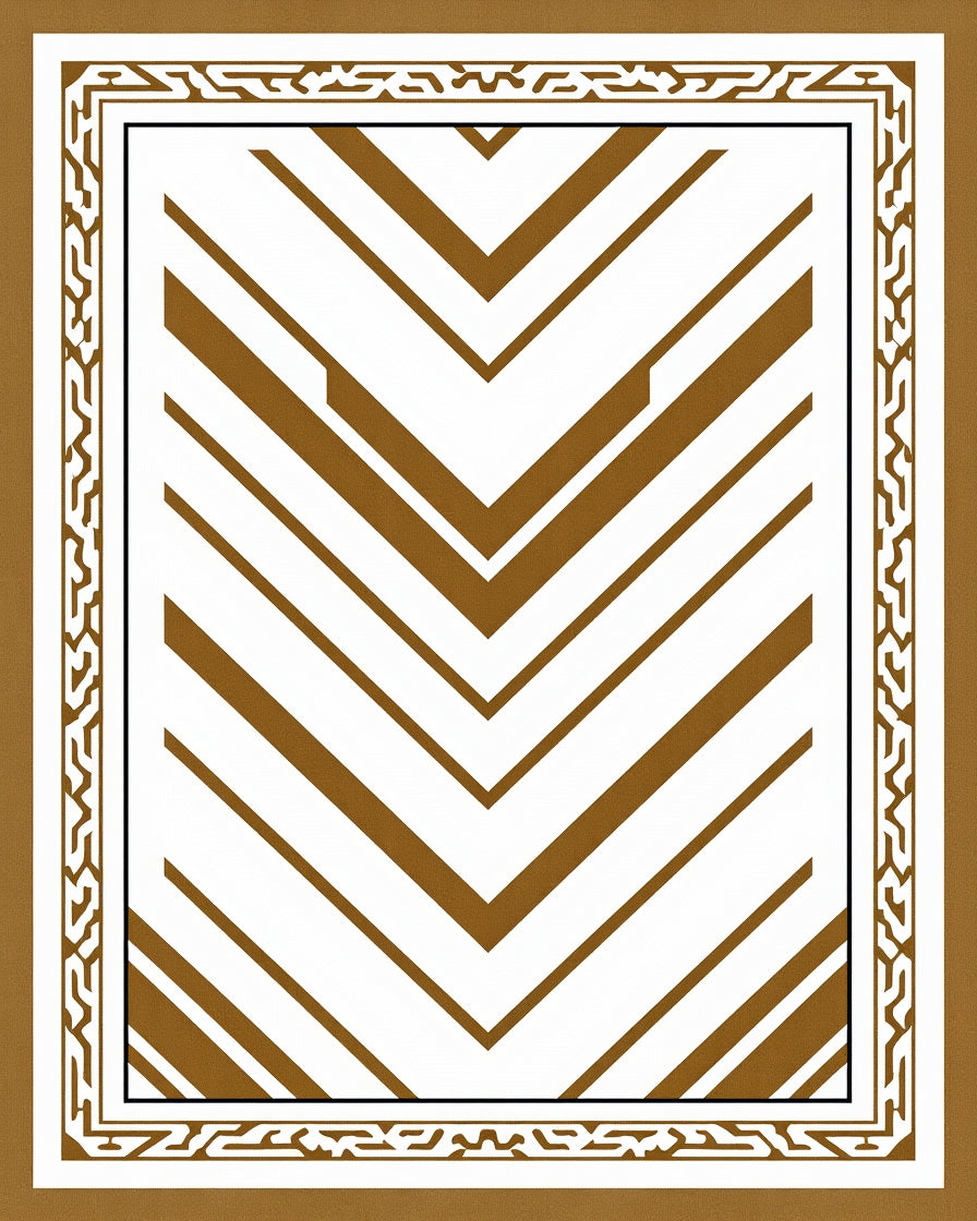 Brown Geometric Chevron Patterned Rug