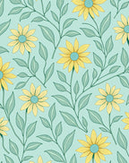 Yellow Floral Vine Pattern Rug