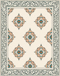 Scroll Border Floral Medallion Pattern Rug