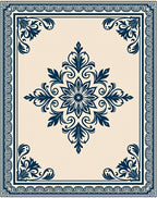 Ornate Floral Medallion Border Pattern Rug