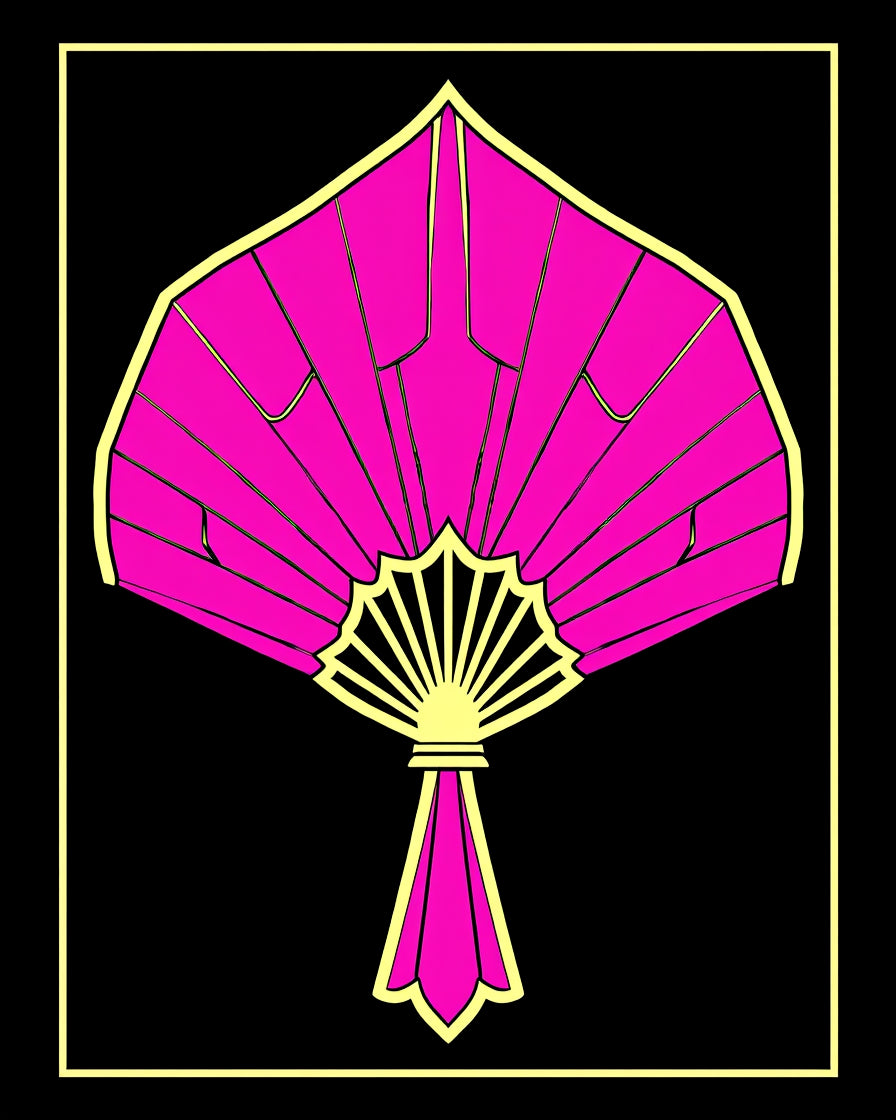 Vibrant Pink Stylized Fan Design Rug