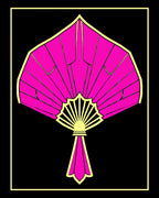 Vibrant Pink Stylized Fan Design Rug