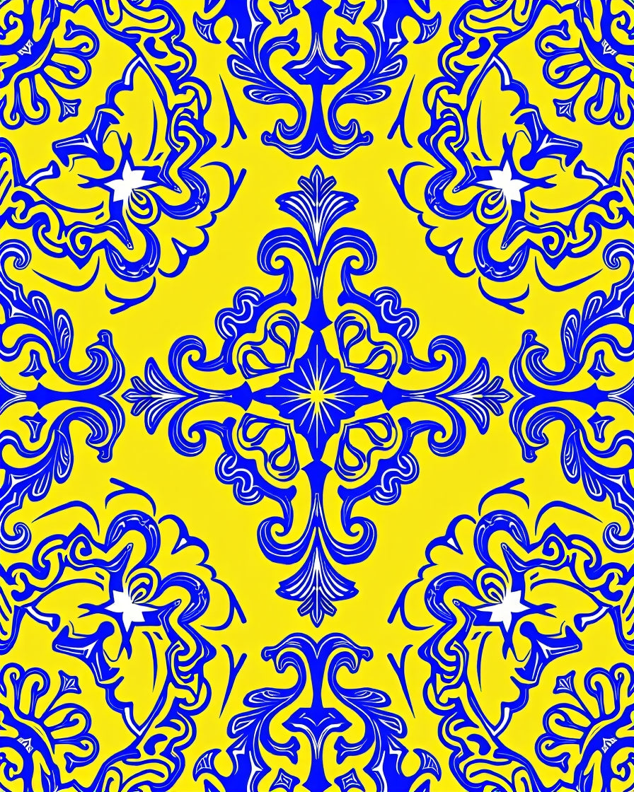 Ornate Royal Blue Floral Pattern Rug