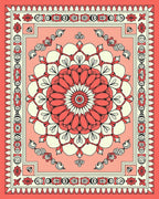 Coral Mandala Floral Pattern Rug