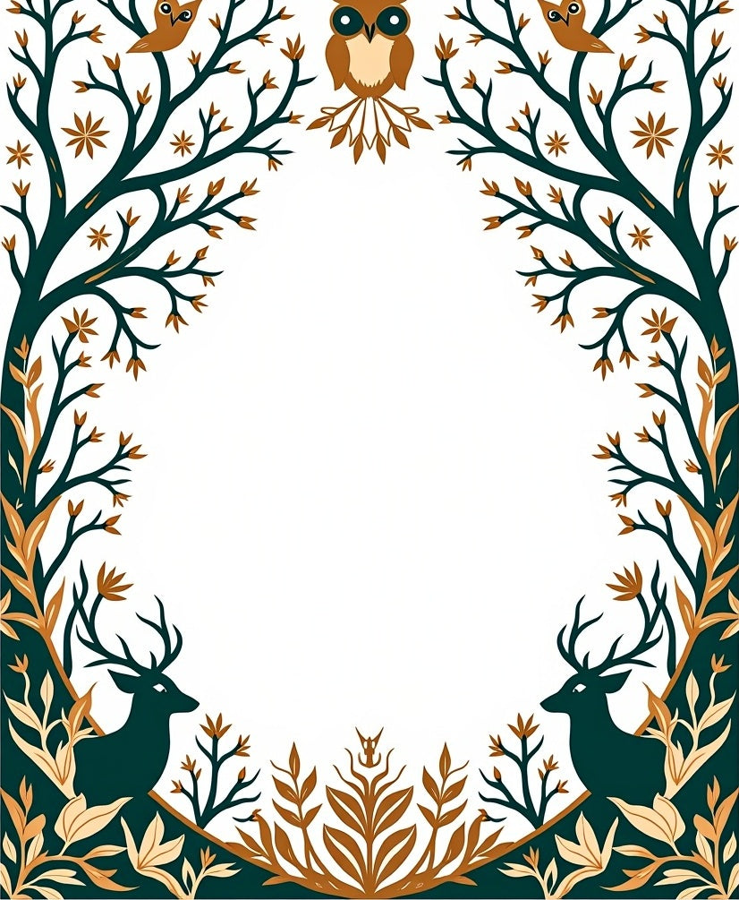 Woodland Nature Scene With Deer Owls Rug