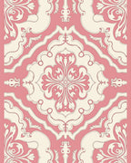 Classic Pink Cream Damask Design Rug