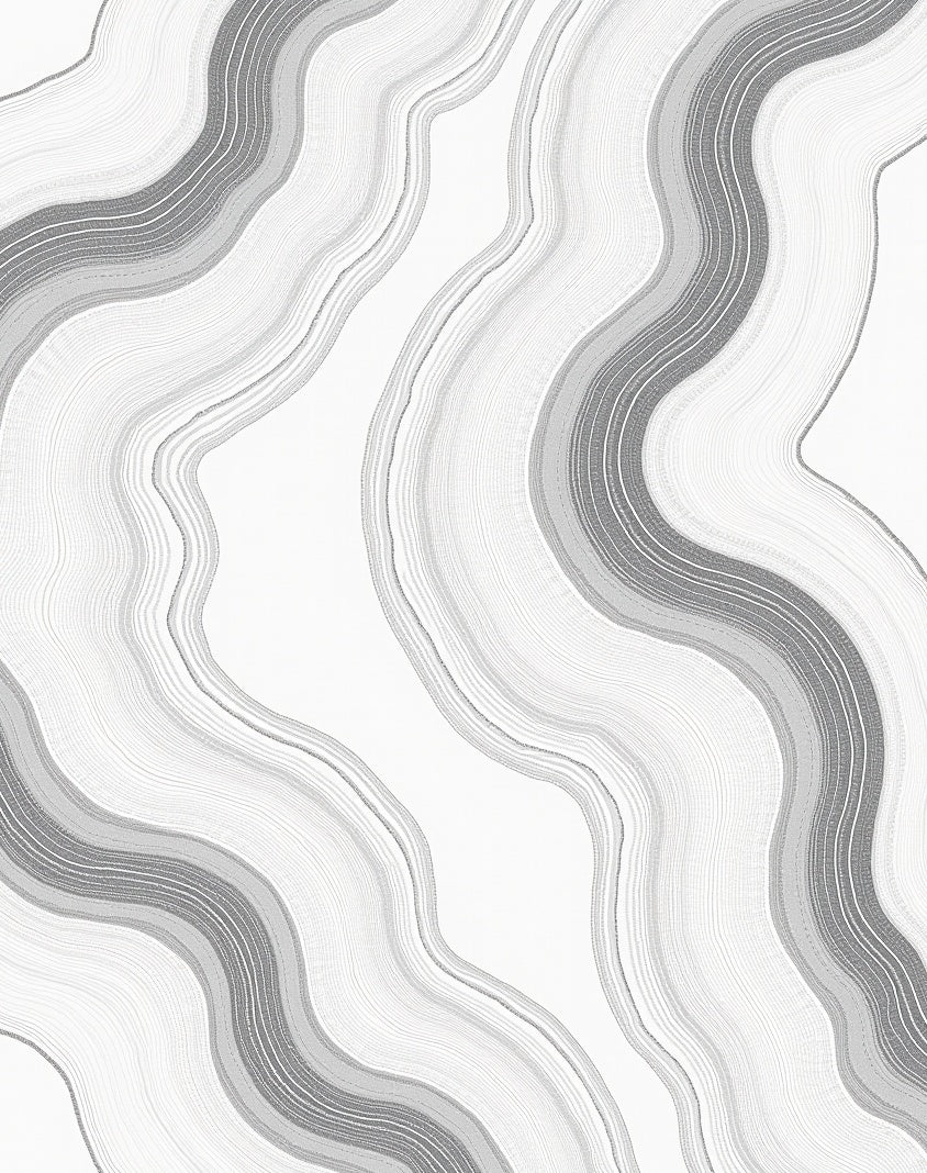 Abstract Swirling Gray White Lines Design Rug