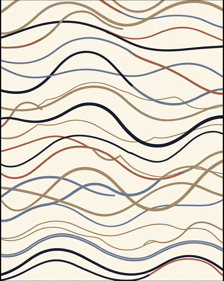 Abstract Wavy Line Pattern Rug
