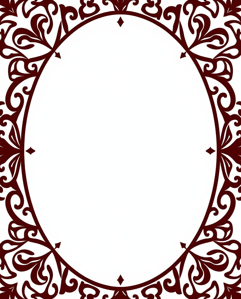 Intricate Maroon Swirl Border Design Rug