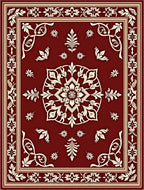 Deep Red Floral Medallion Design Rug