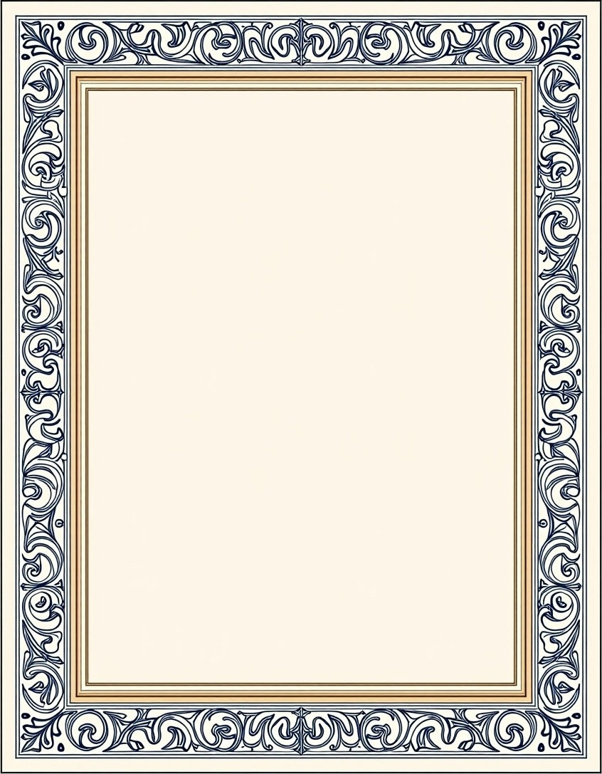 Ornate Swirls Antique Border Design Rug