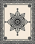 Classic Black Floral Motif Rug