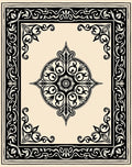Vintage Style Black Floral Design Rug