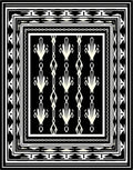 Black White Geometric Fan Pattern Rug