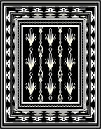 Black White Geometric Fan Pattern Rug