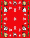 Cozy Winter Village Snowflake Border Rug