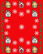 Cozy Winter Village Snowflake Border Rug