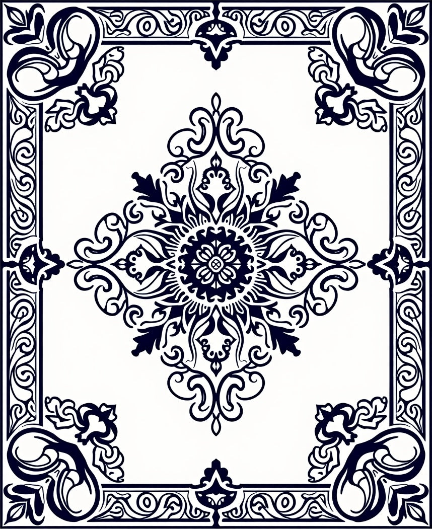 Traditional Floral Mandala Pattern Design Rug