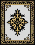 Ornate Black Gold Floral Medallion Rug