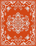 Orange With White Floral Pattern Rug