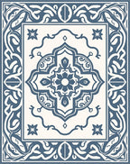 Ornate Blue Ivory Classic Medallion Rug
