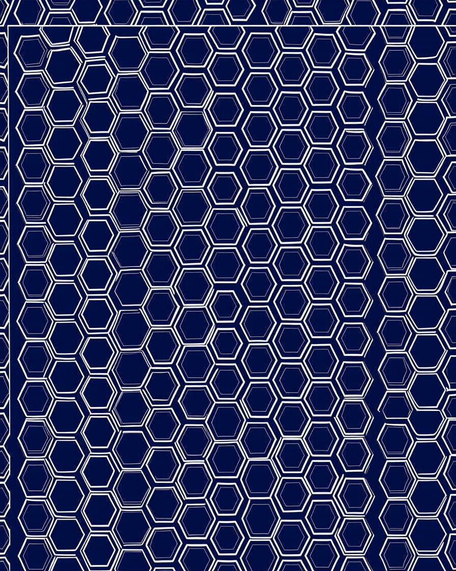 Navy White Hexagonal Geometric Design Rug