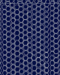Navy White Hexagonal Geometric Design Rug