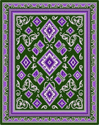 Purple 2 Diamond Floral Pattern Rug
