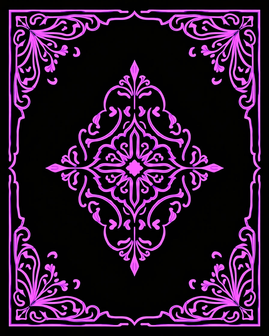 Ornate Floral Centerpiece Square Pattern Rug
