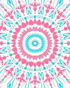 Pink Teal Mandala Pattern Rug