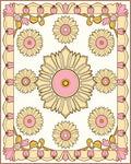 Retro Floral Pink Yellow Sunburst Rug