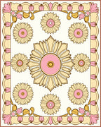 Retro Floral Pink Yellow Sunburst Rug