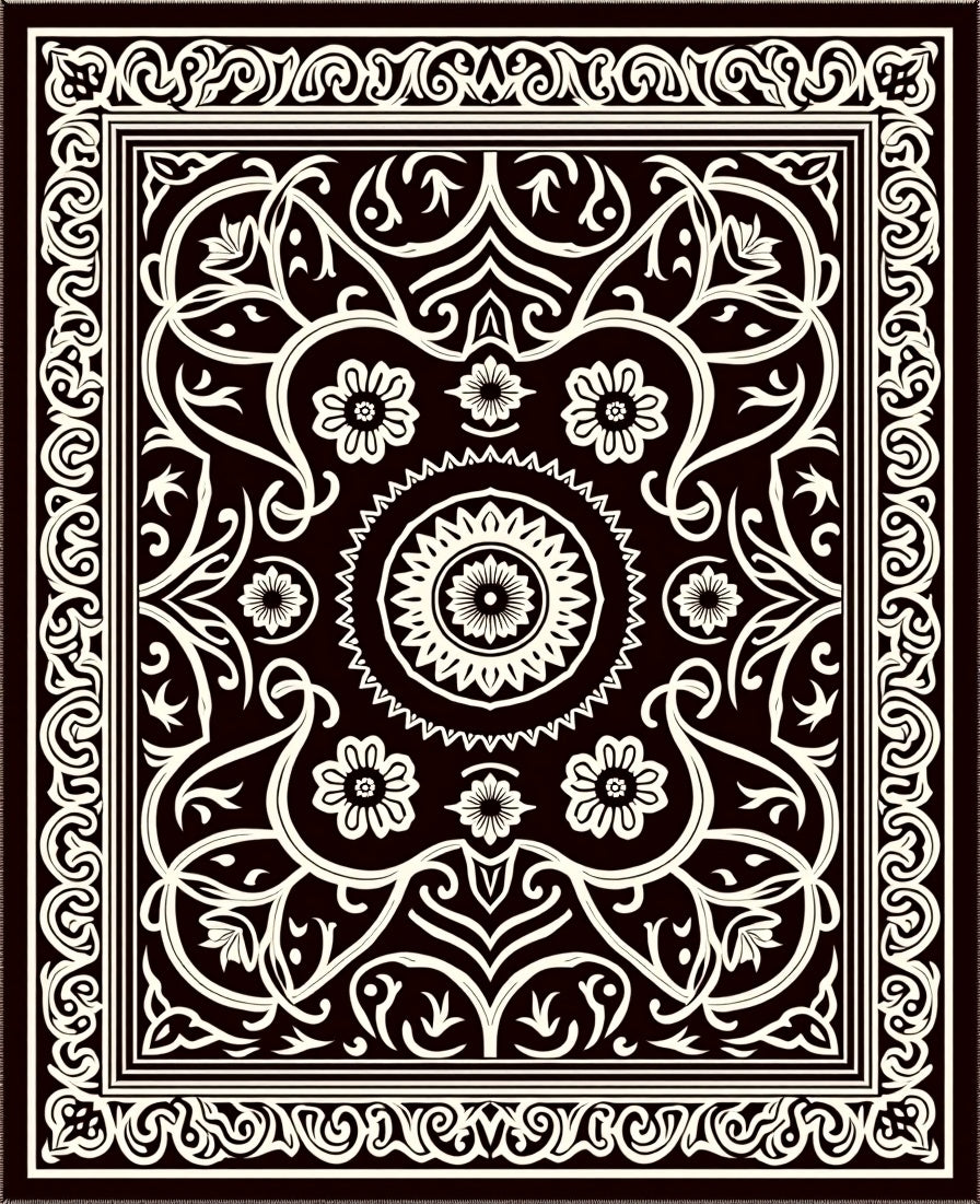 Classic Floral Scrollwork Motif Rug
