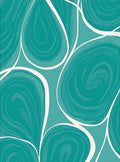 Teal White Organic Swirls Pattern Rug