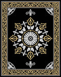 Elegant Black Gold Floral Medallion Rug