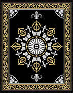 Elegant Black Gold Floral Medallion Rug