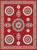 Bright Red Floral Medallion Pattern Rug