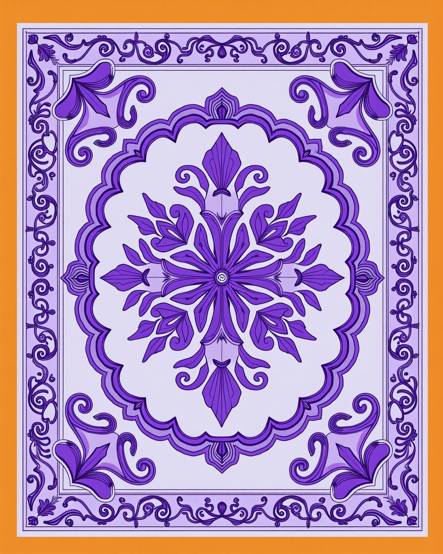 Purple Floral Mandala Rug