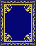 Classic Gold Blue Ornate Pattern Rug