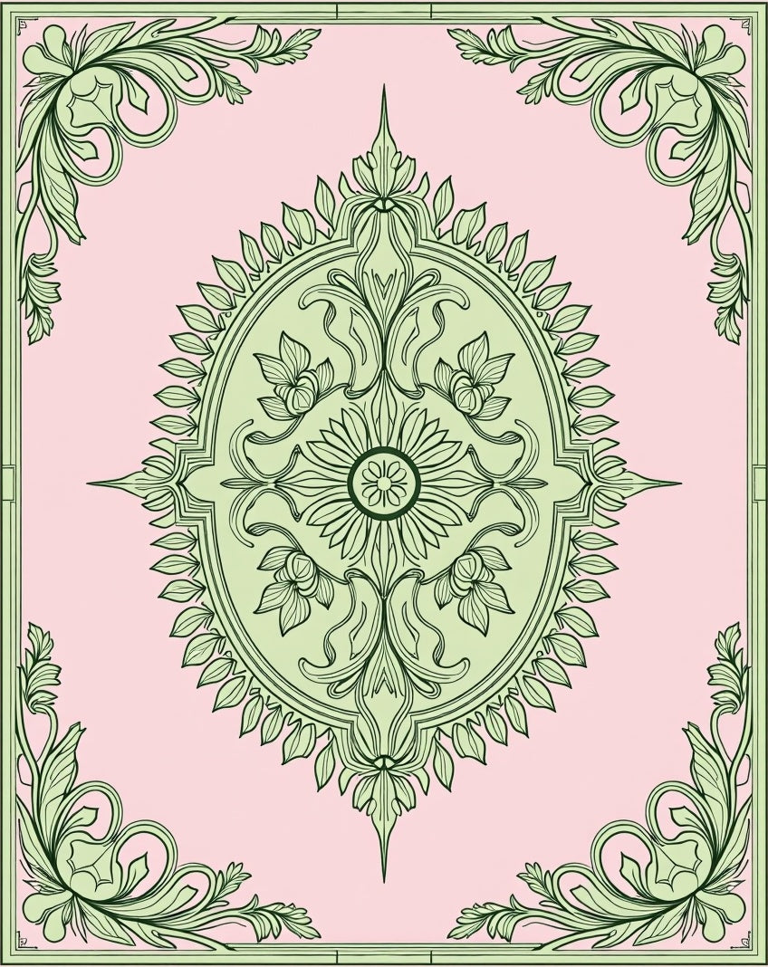 Pale Pink Floral Medallion Pattern Rug