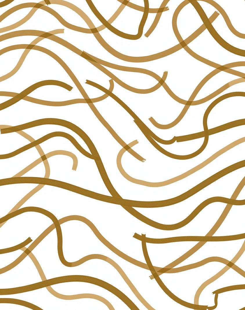 Abstract Swirls Golden Lines Rug