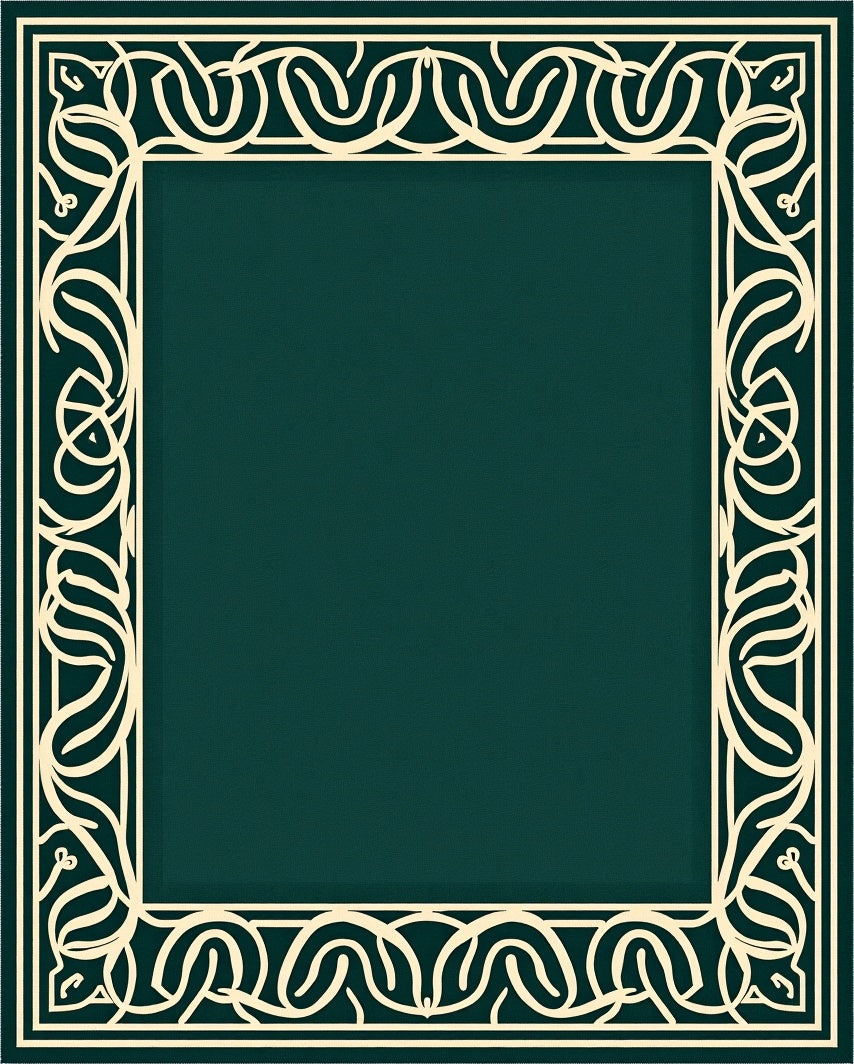 Elegant Ornate Scrollwork Border Rug