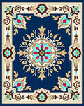 Vibrant Floral Leaf Border Design Rug