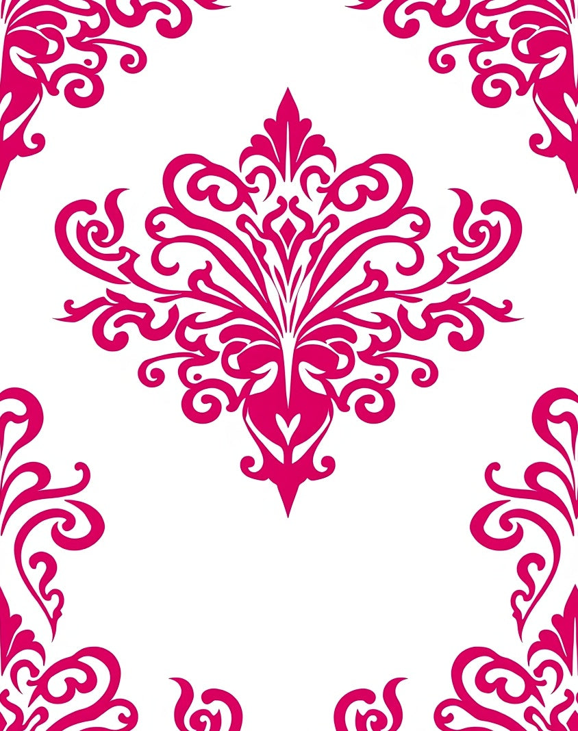Ornate Pink Swirl Floral Pattern Rug