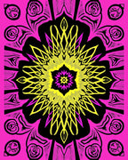 Vivid Hot Pink Yellow Floral Medallion Rug