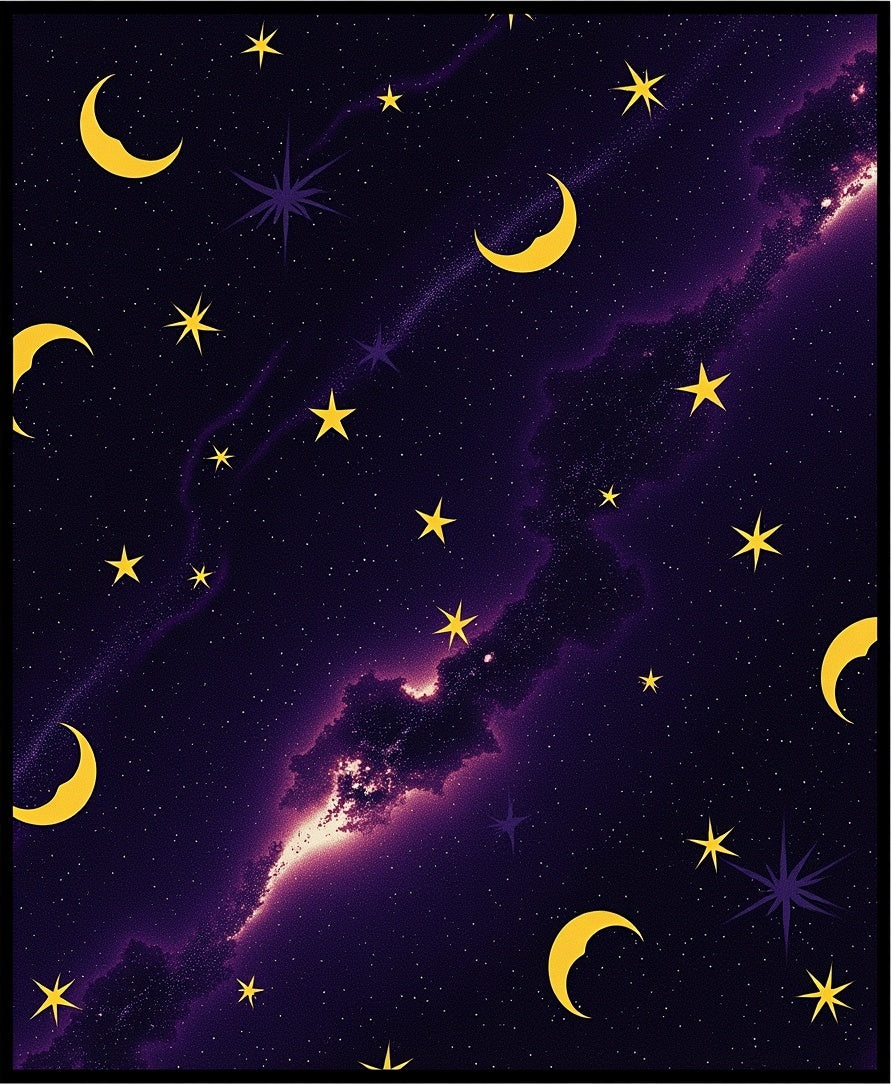 Celestial Moon Star Deep Space Pattern Rug