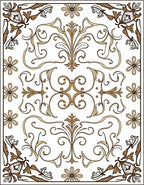 Ornate Golden Floral Patterned Rug