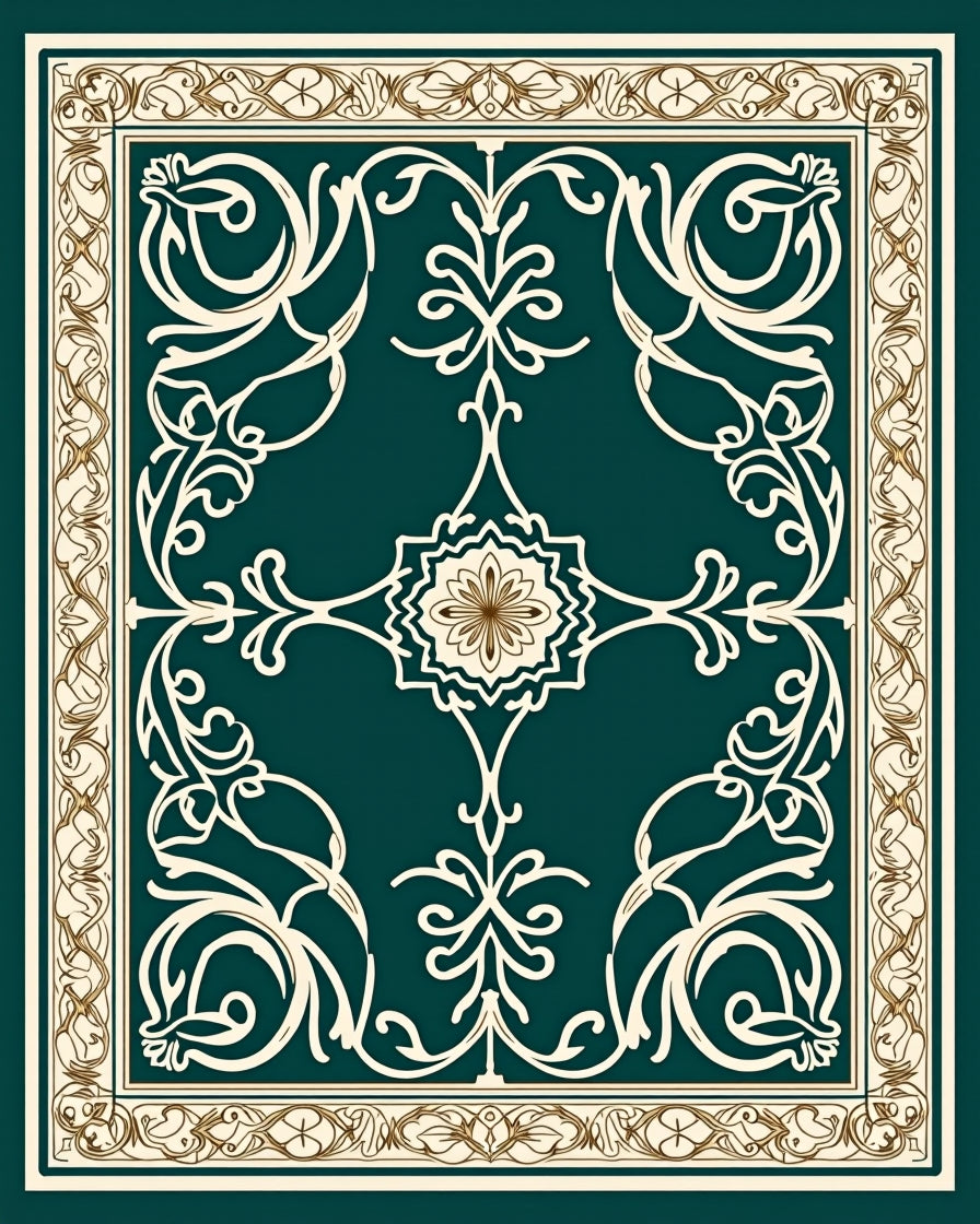Elegant Floral Swirls Inlaid Pattern Rug