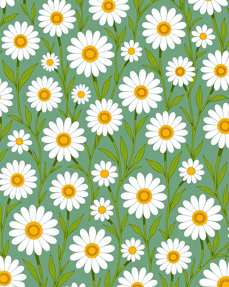 Retro Daisy Floral Pattern Rug